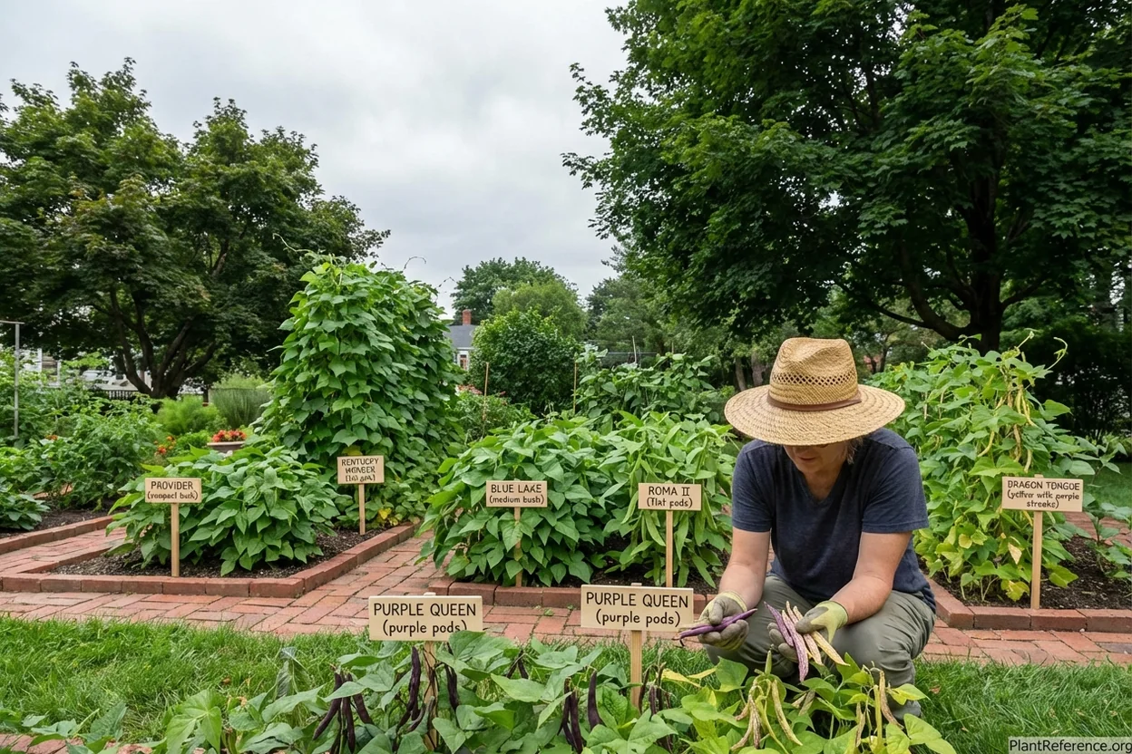 Six different green bean varieties {Phaseolus vulgaris} growing in Boston Zone 6b garden