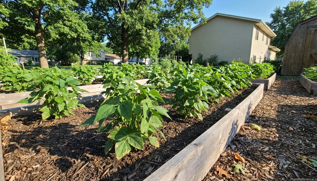 Green bean plants growing successfully in Minneapolis Zone 4a garden with proper spacing