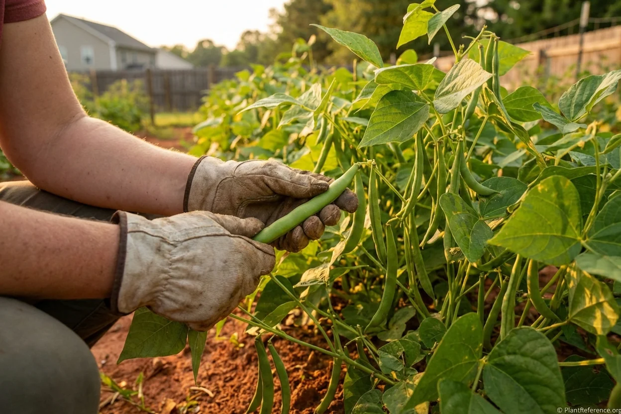 Provider green bean variety harvest in Raleigh showing 50-day maturity perfect for Zone 7b
