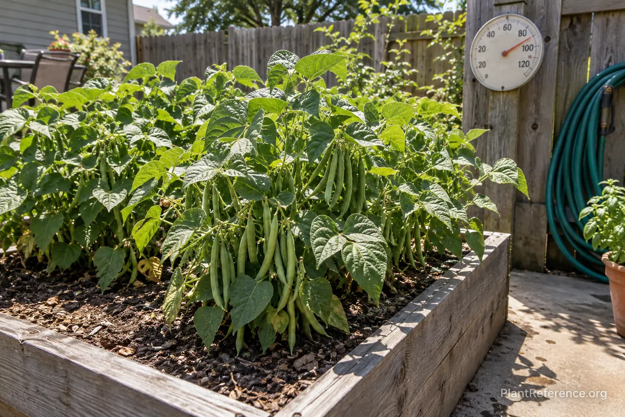 Provider green beans thriving in Kansas City Zone 6a summer heat conditions