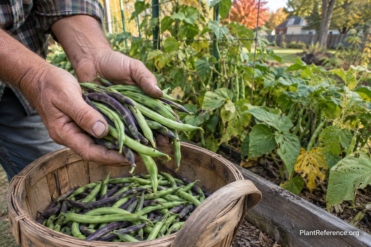 Fresh fall green bean harvest from Memphis Zone 7b garden with multiple varieties