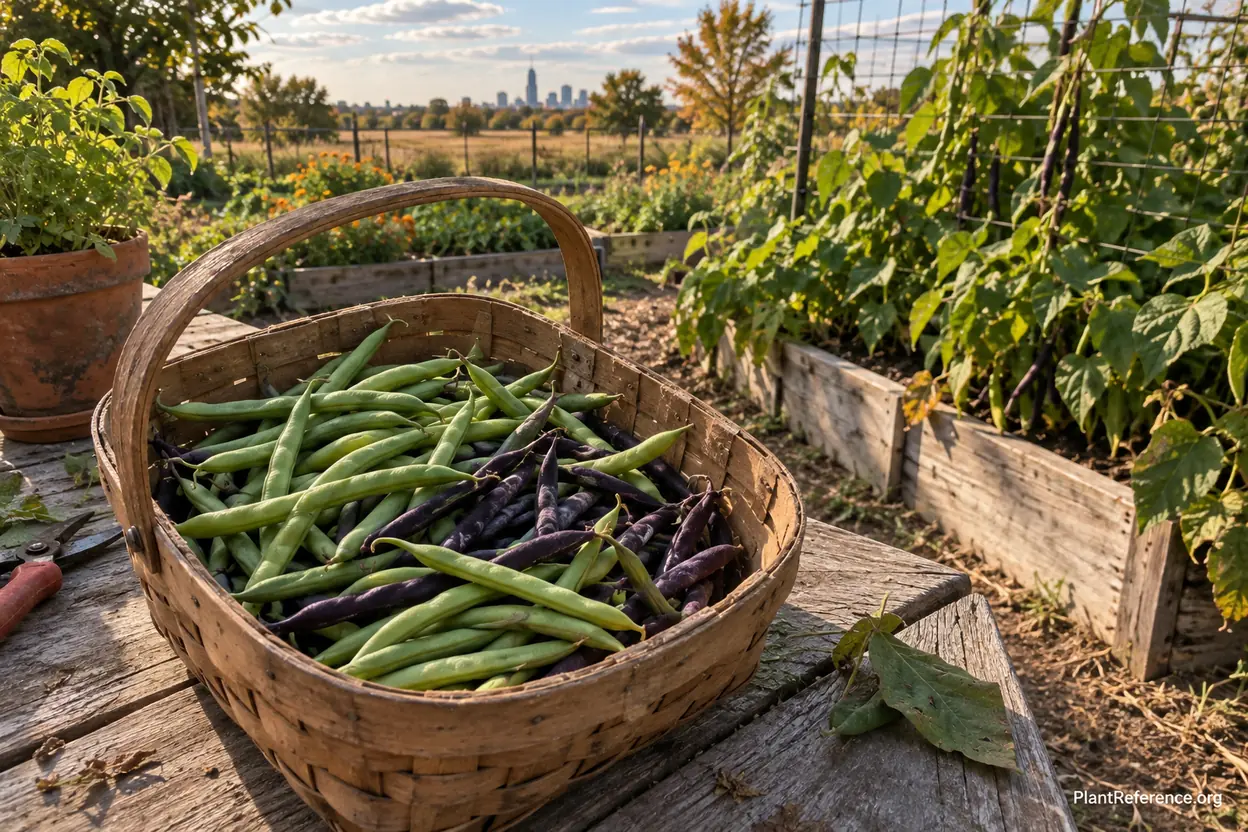 Fresh fall green bean harvest from Oklahoma City Zone 7a garden with multiple varieties