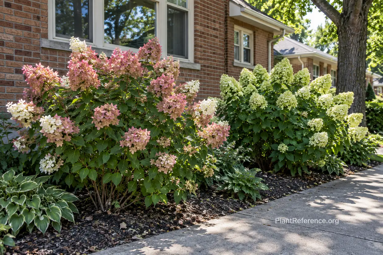 Quick Fire and Limelight panicle hydrangeas in a Zone 6a garden