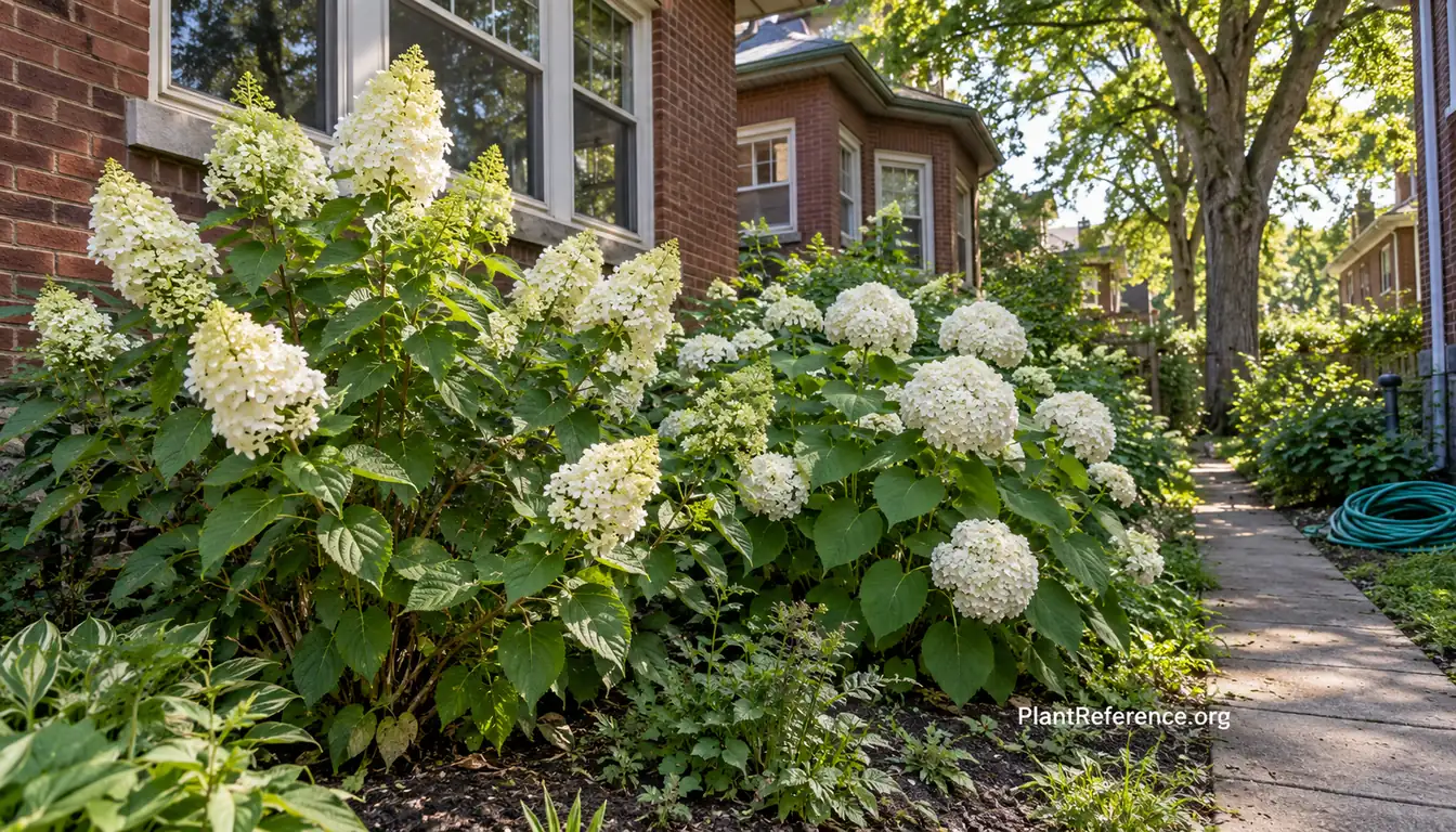 Cold-hardy hydrangeas blooming in a Chicago Zone 6a garden