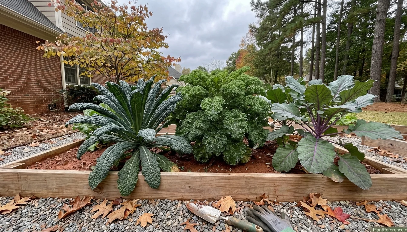 When to plant kale in Atlanta showing healthy fall kale plants in Zone 8a garden