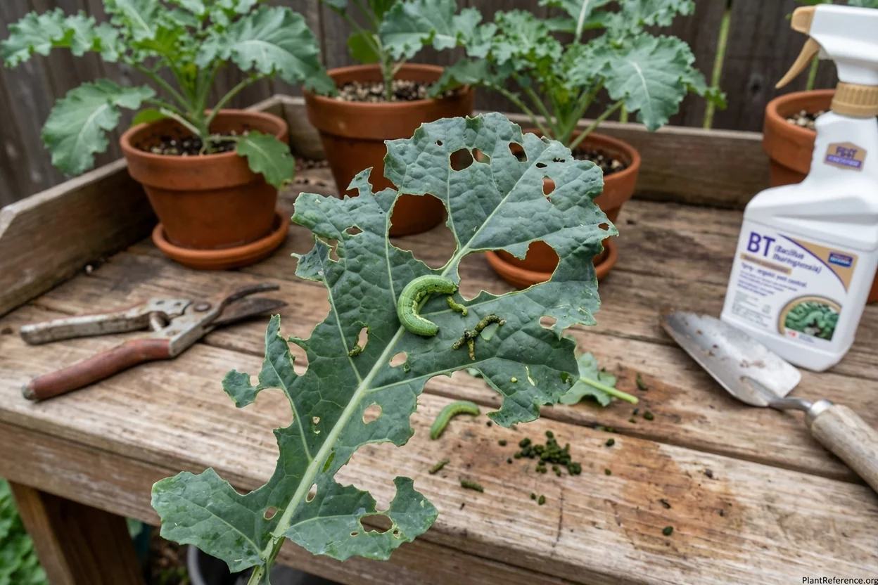 Drip irrigation system providing water to kale plants in Dallas fall garden