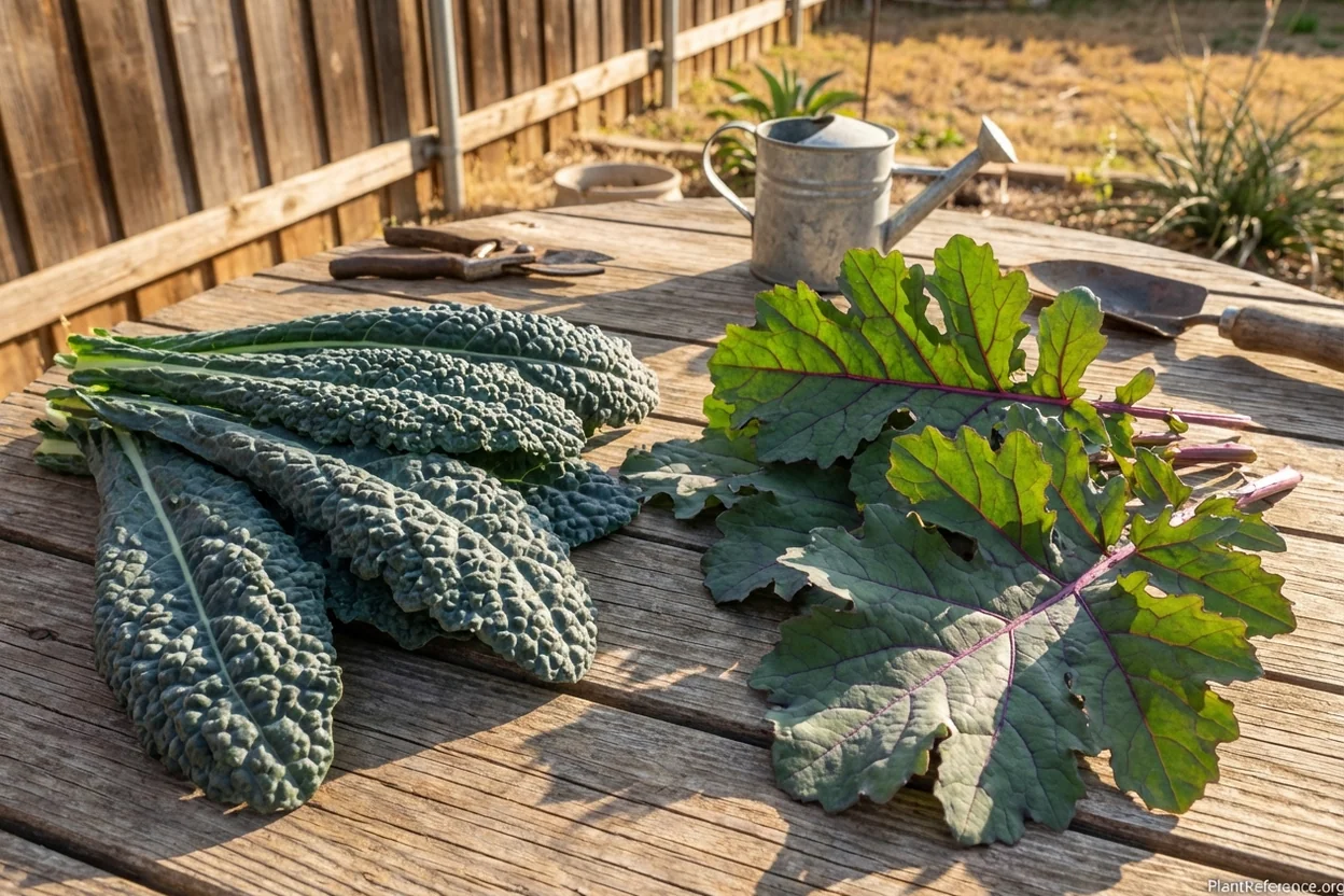 Lacinato kale leaves displaying characteristic bumpy texture that handles Dallas heat well