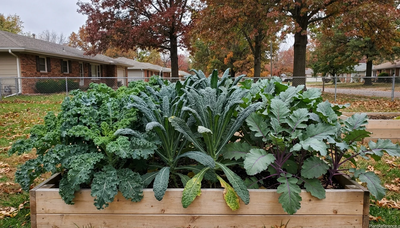 Kale growing successfully in Kansas City Zone 6a garden with fall harvest timing