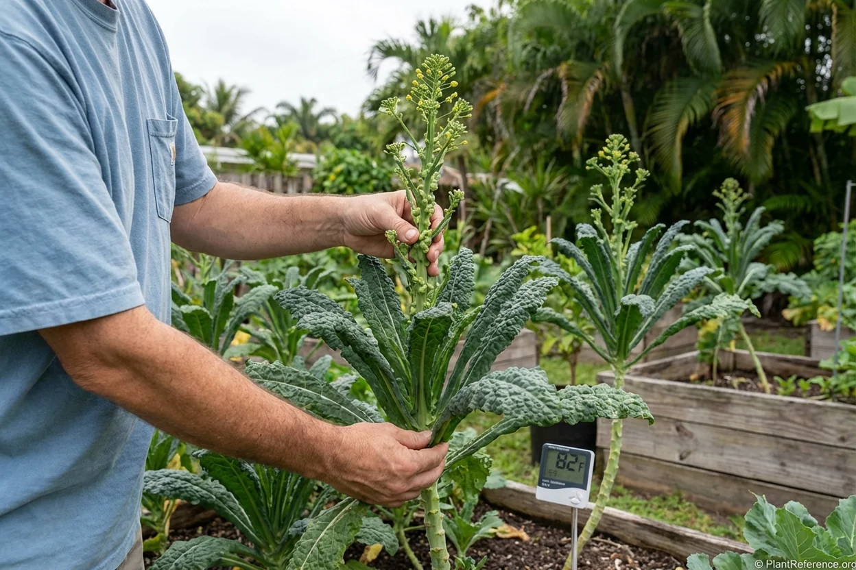 Early bolting signs in Miami kale plant with temperature monitoring for diagnosis