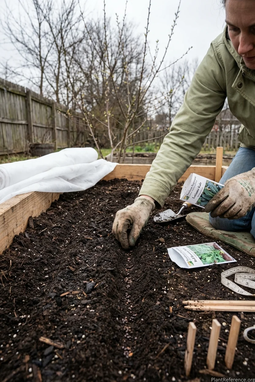 Planting kale seeds in Nashville garden during February spring planting window