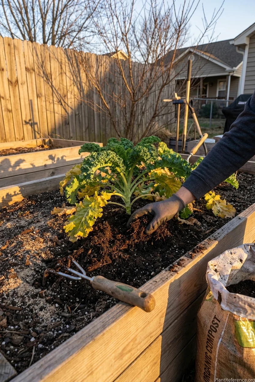 Kale recovery after drainage improvement in Oklahoma City clay soil garden