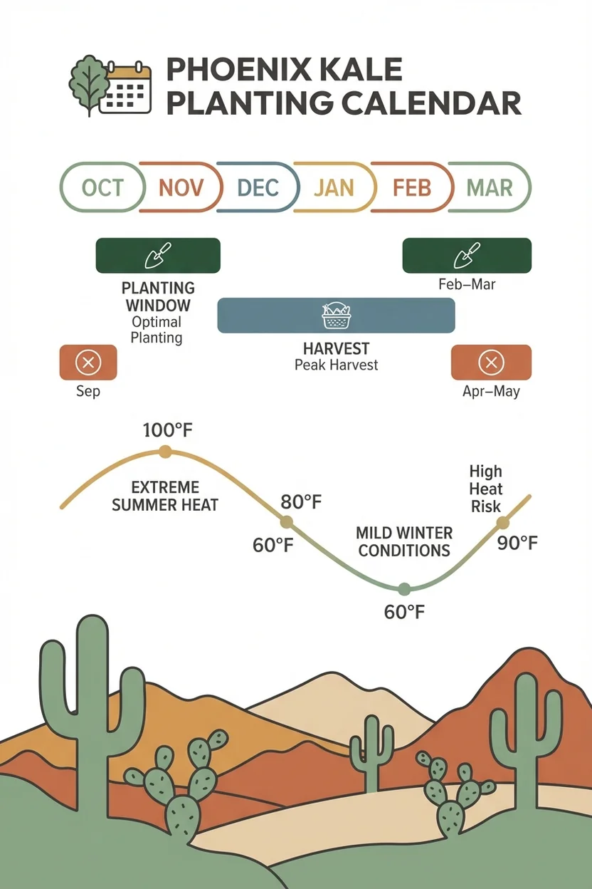 Phoenix kale planting calendar showing optimal October through January planting windows