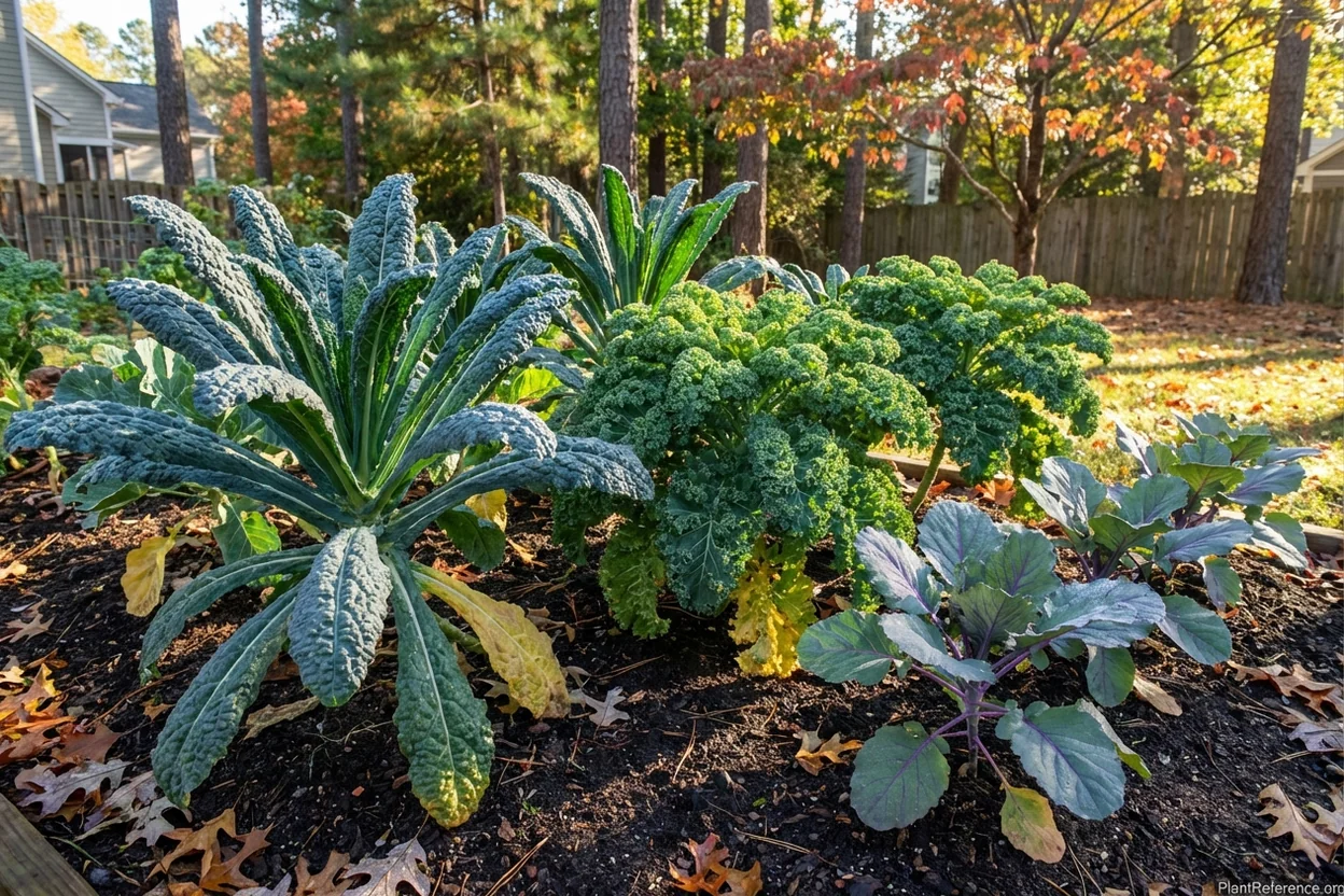 Healthy mature kale plants ready for harvest in Raleigh North Carolina October garden