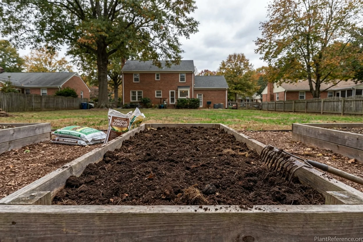 Richmond garden bed prepared kale planting improved clay soil compost amendment Virginia