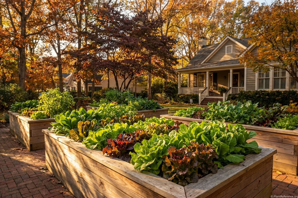 Lettuce producing in Atlanta garden during mild Georgia fall