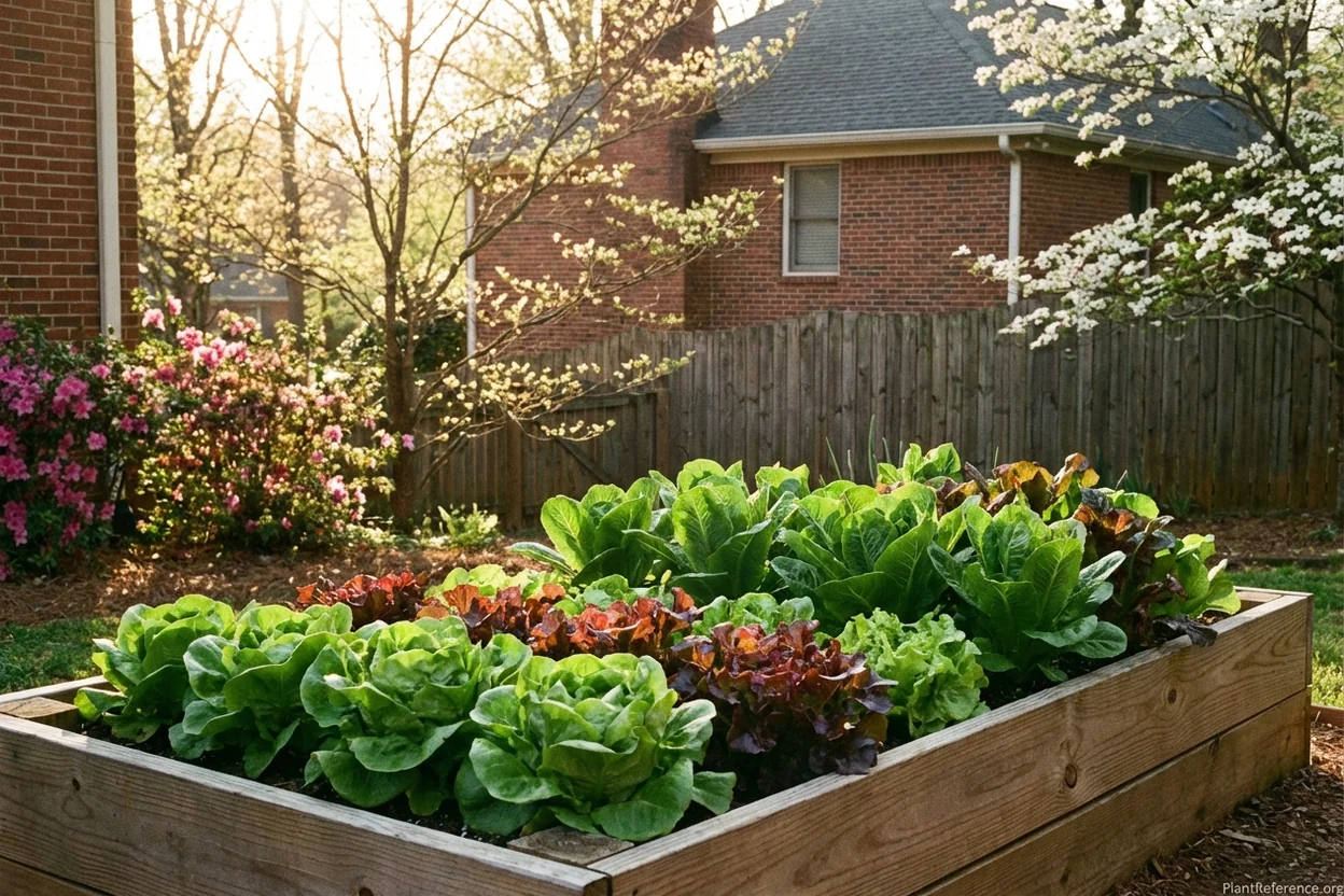 Lettuce growing in Atlanta Zone 8a garden in early spring