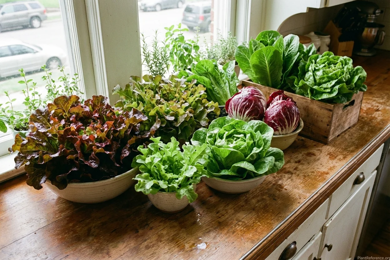 Fresh lettuce varieties harvested from Austin Hill Country garden