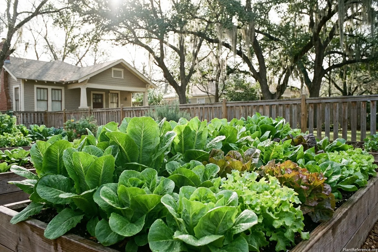 Lettuce growing in Austin Zone 8b raised bed with Hill Country limestone soil