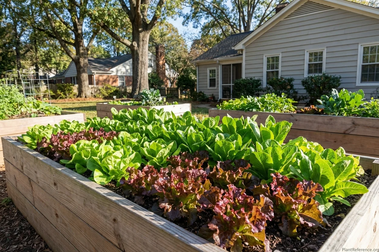 Lettuce growing in Charlotte Zone 7b garden in early spring