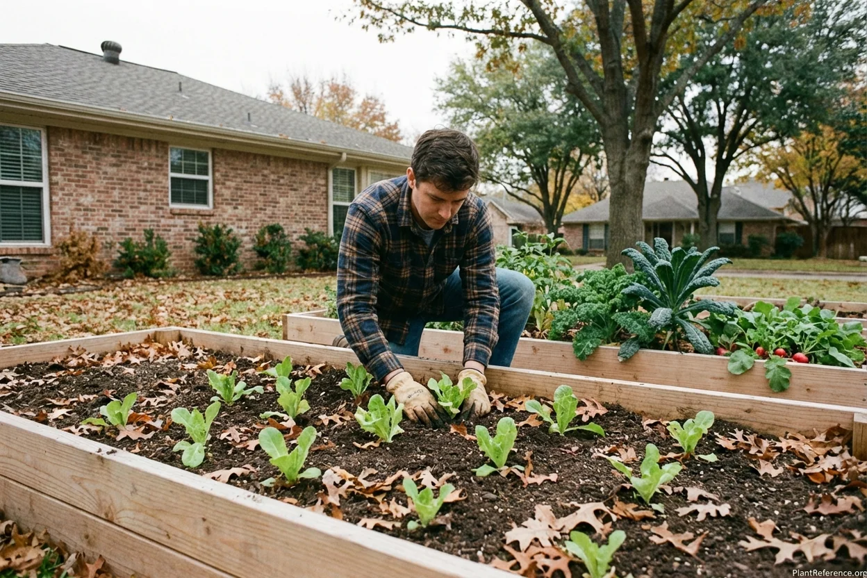 Lettuce being planted in Dallas Zone 8a garden in October