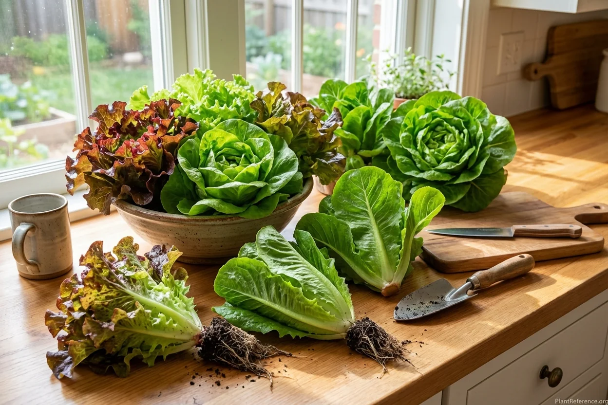 Fresh lettuce varieties harvested from Dallas winter garden
