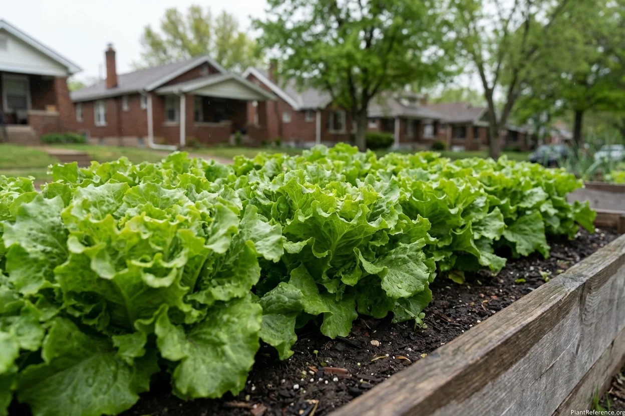 Buttercrunch lettuce growing in Kansas City Zone 6a raised bed