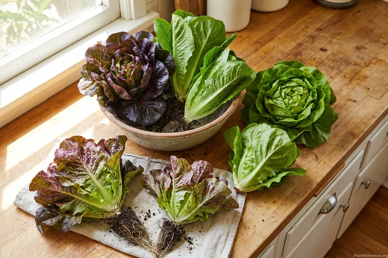 Fresh lettuce varieties harvested from Los Angeles garden