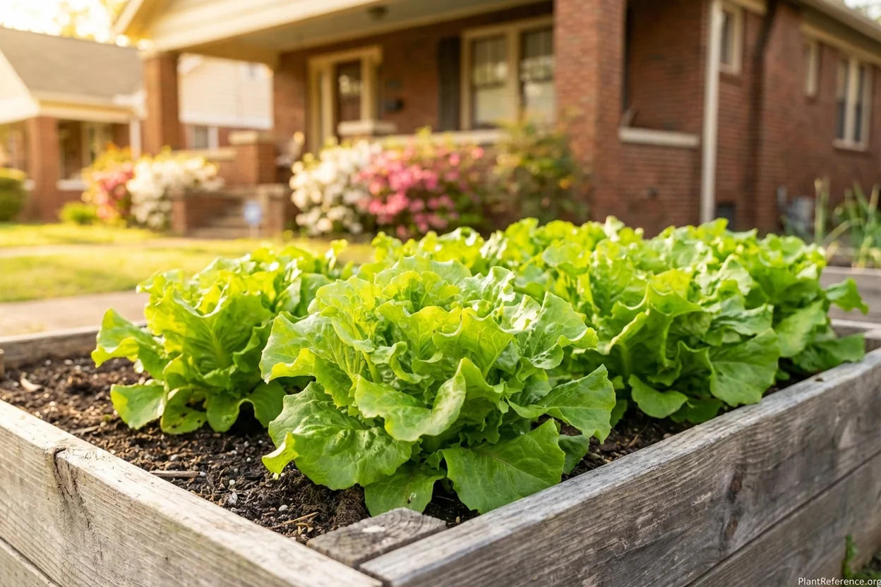 Buttercrunch lettuce growing in Memphis Zone 7b raised bed garden