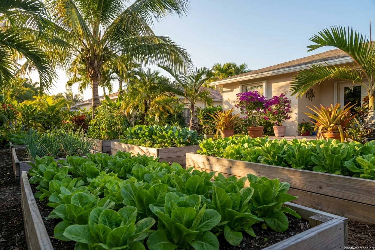 Lettuce producing at peak quality in Miami garden during December-February window