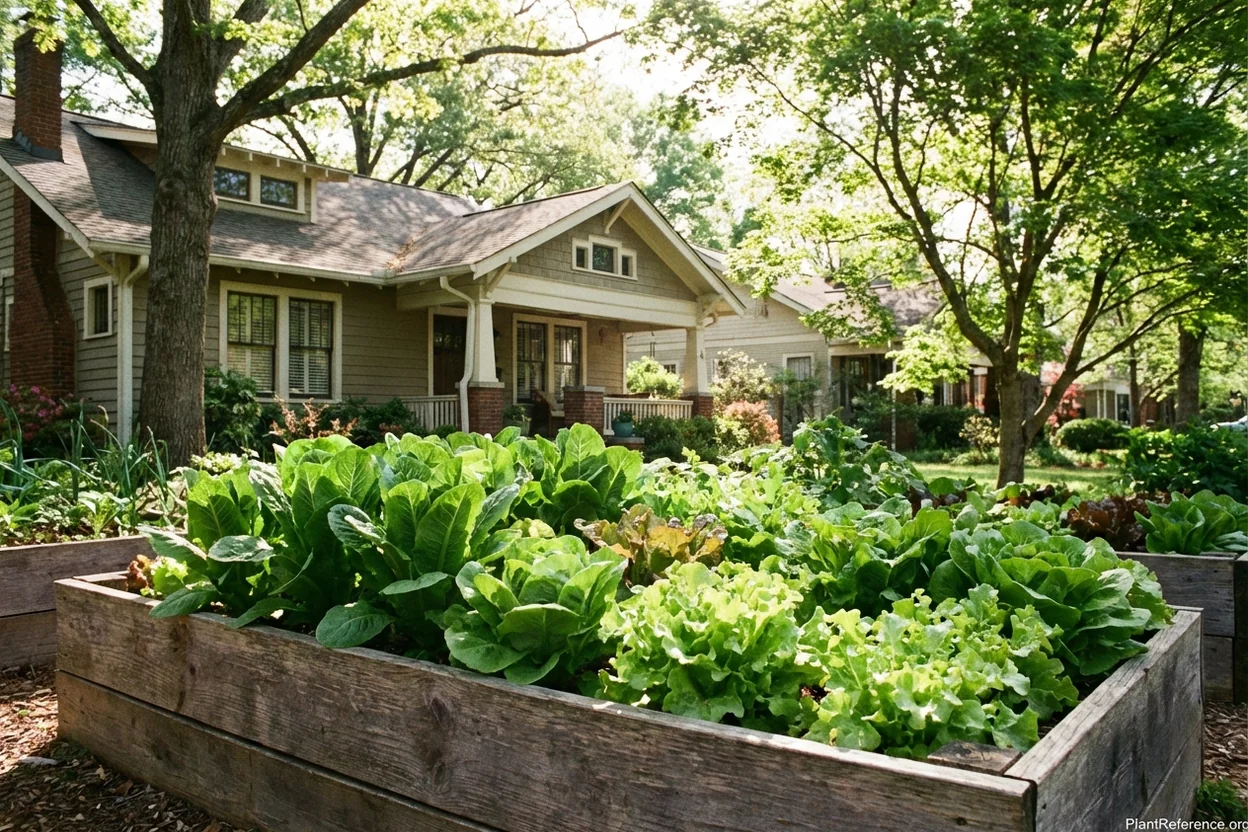 Lettuce growing in raised bed in Nashville Zone 7a garden