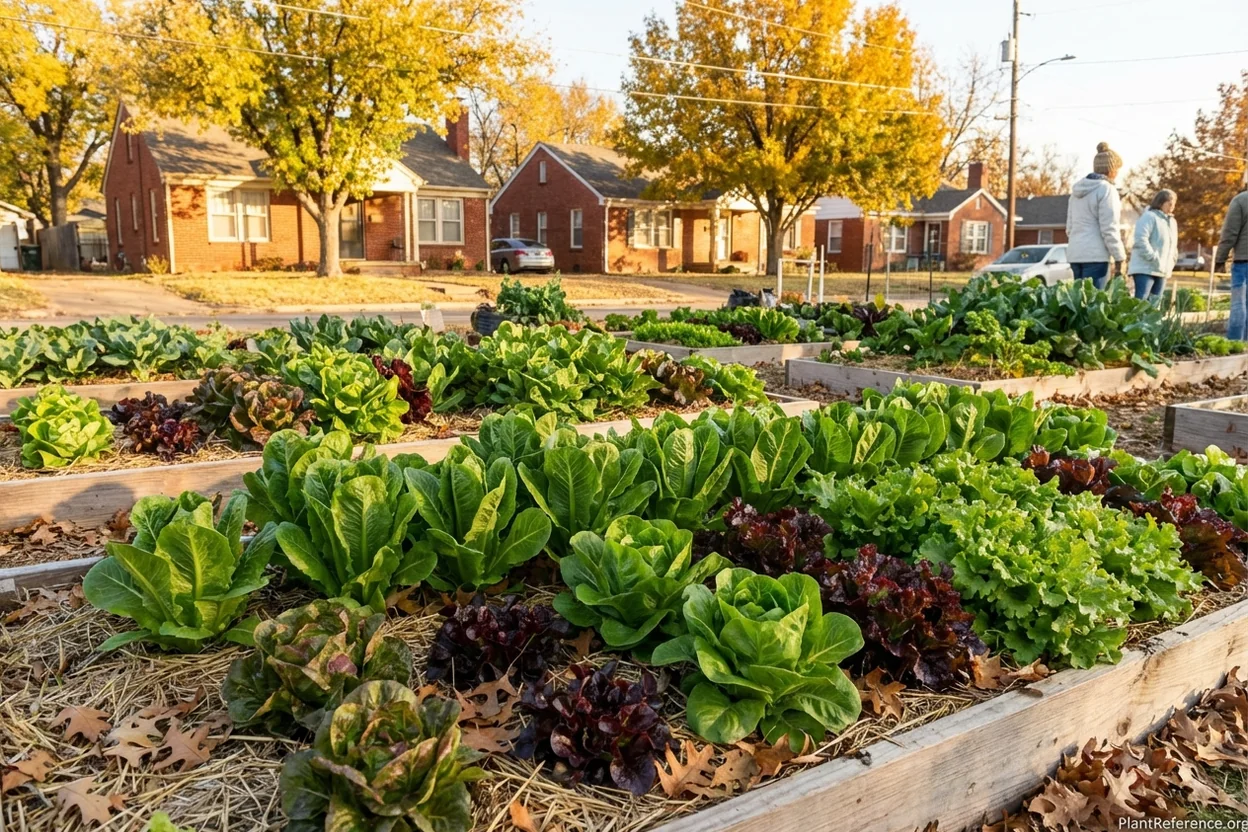 Lettuce producing in Oklahoma City garden during cool Oklahoma fall