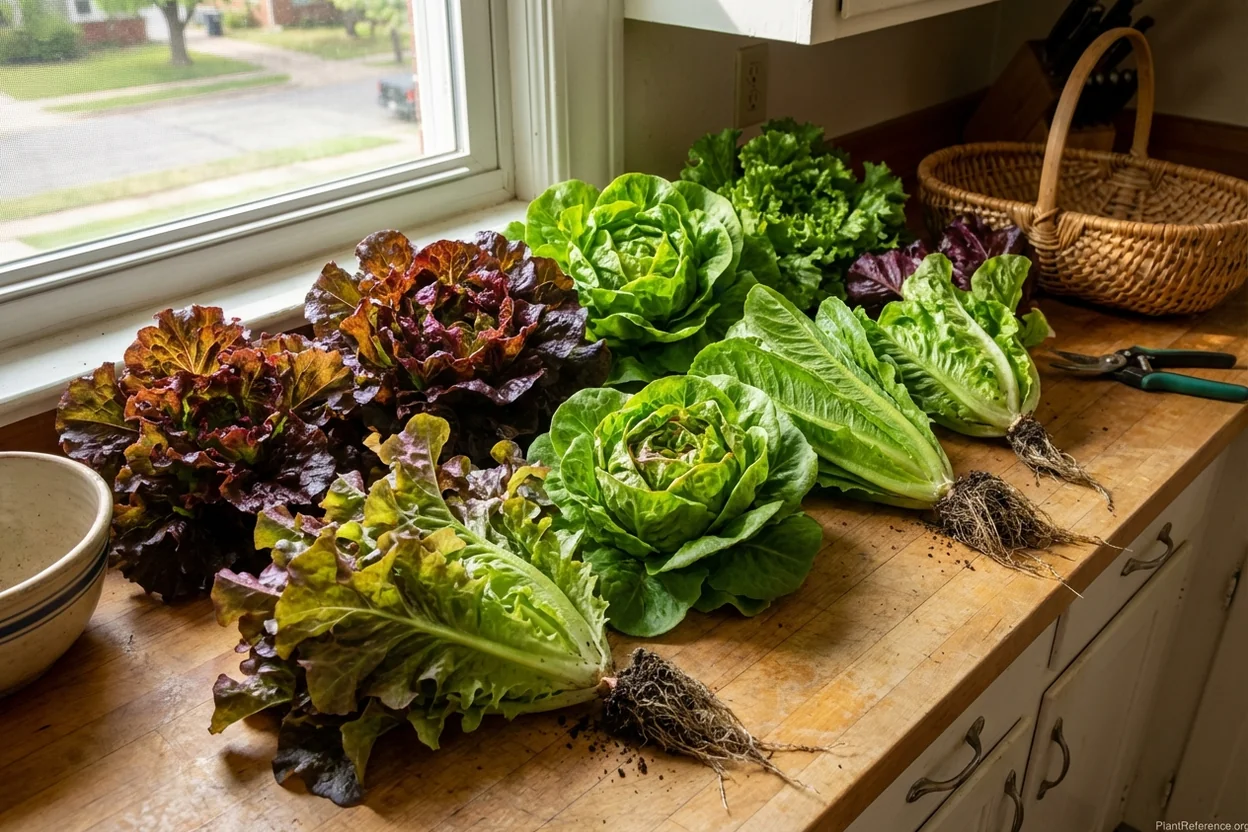 Fresh lettuce varieties harvested from Oklahoma City garden