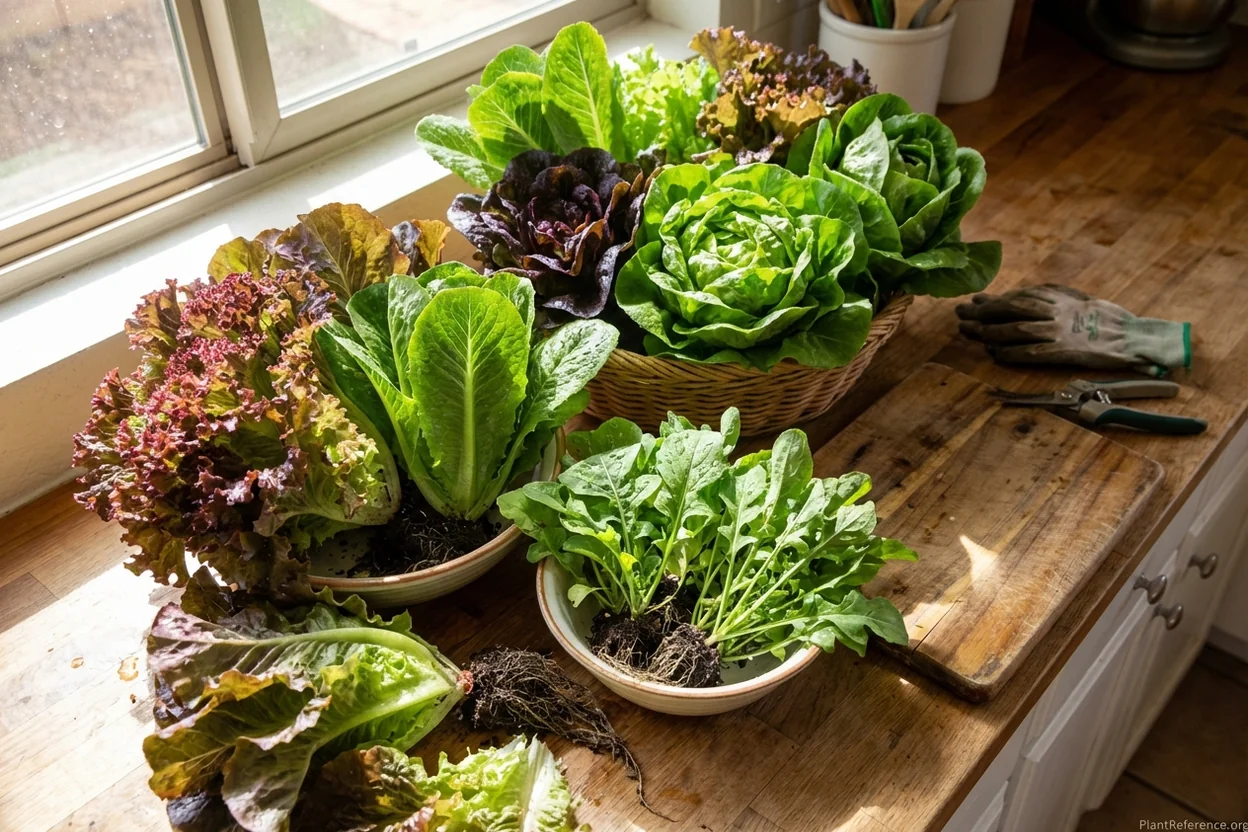 Fresh lettuce varieties harvested from Phoenix desert garden