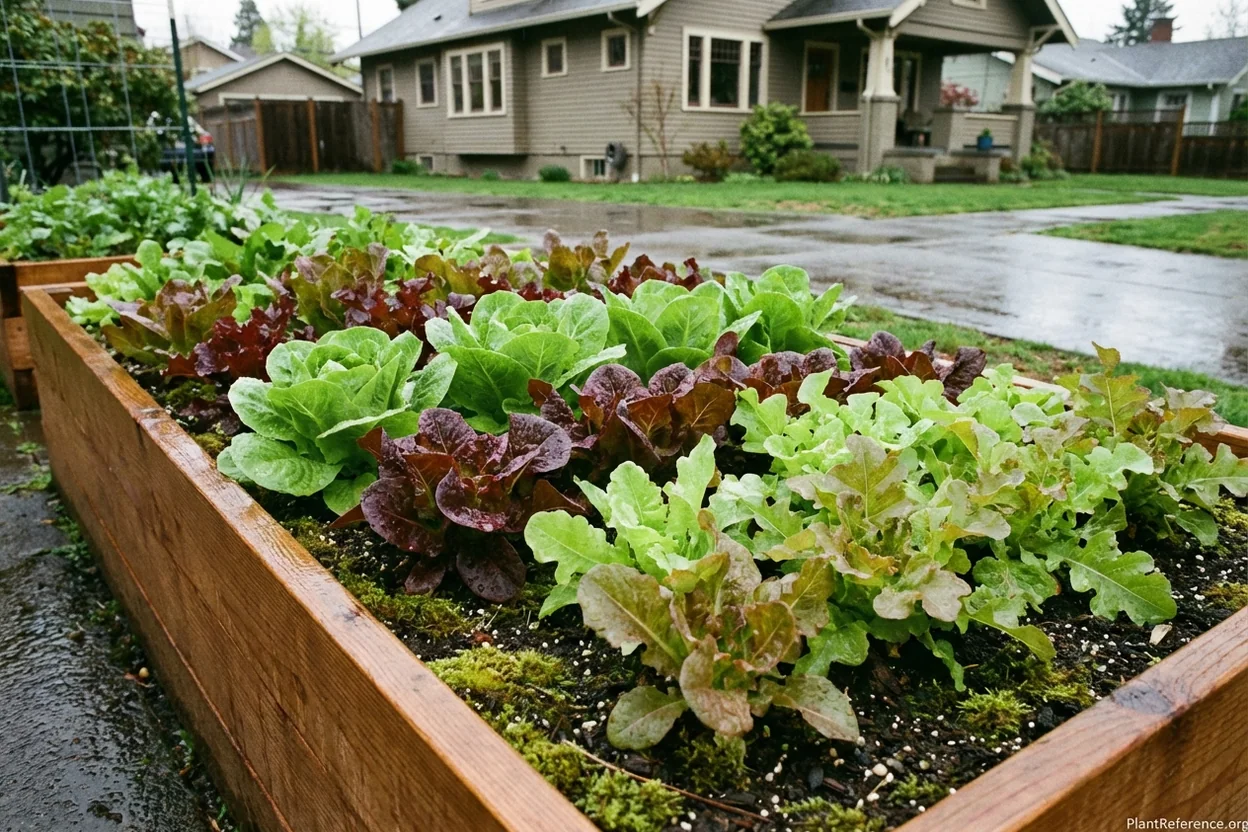 Lettuce growing in Portland Zone 8b garden in early spring
