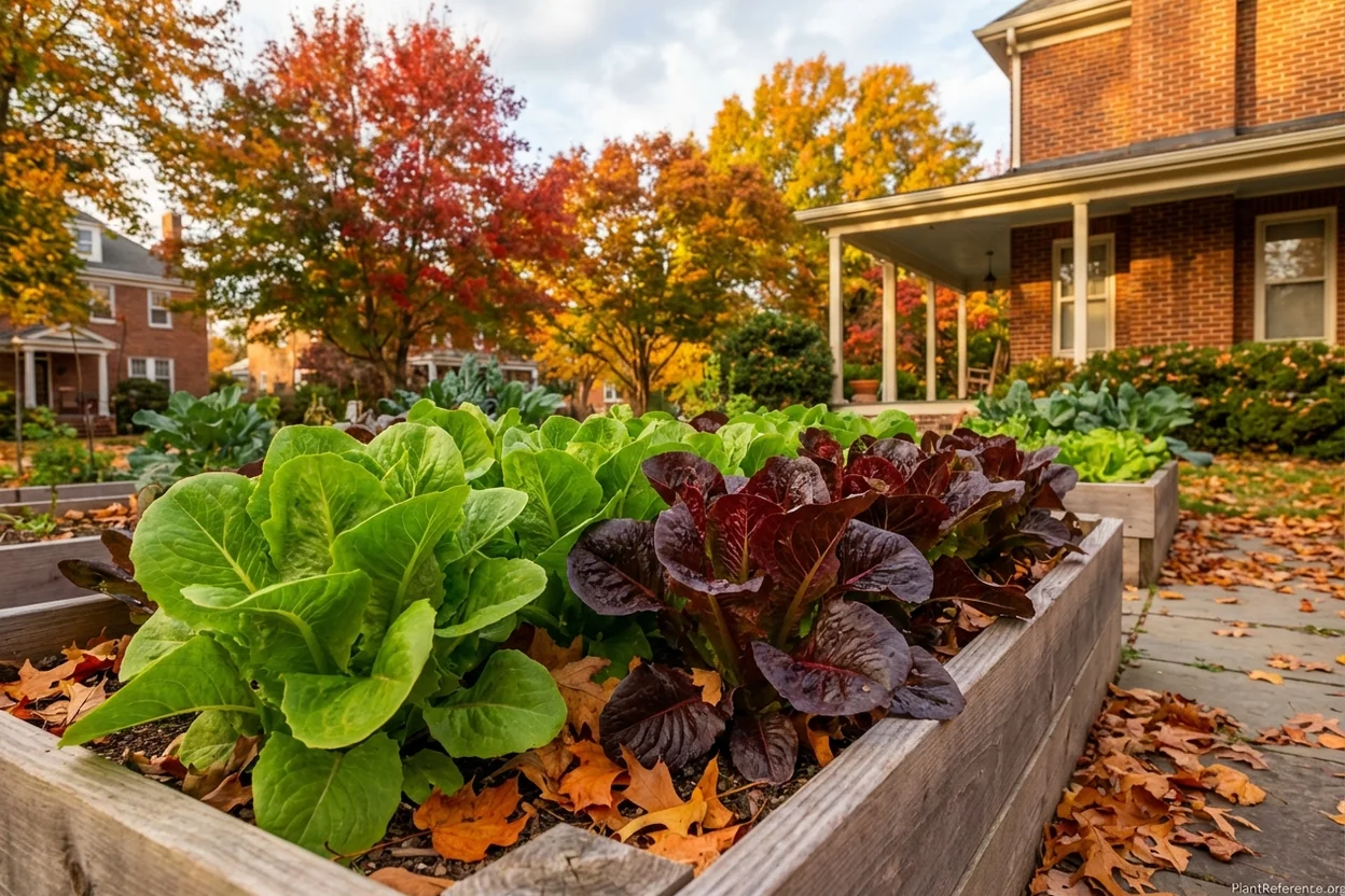 Lettuce producing in Richmond garden during cool Virginia fall