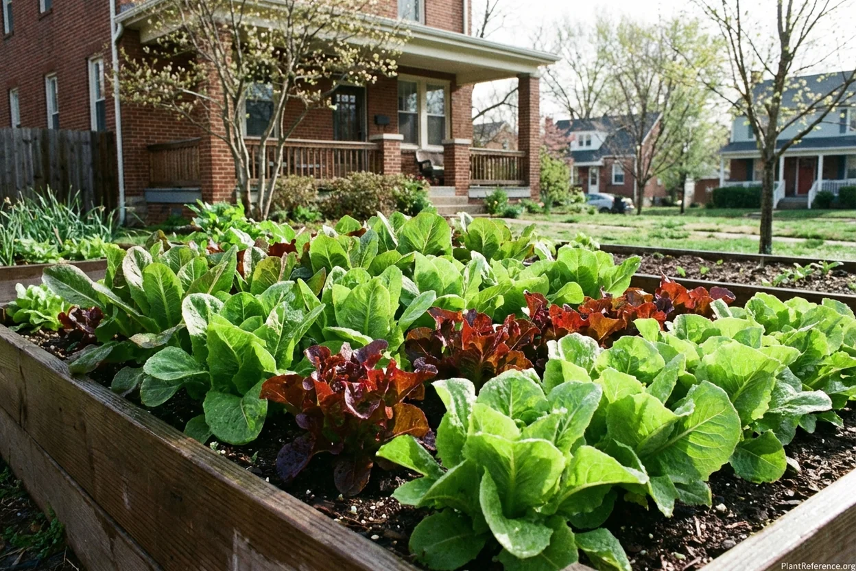 Lettuce growing in Richmond Zone 7b garden in early spring
