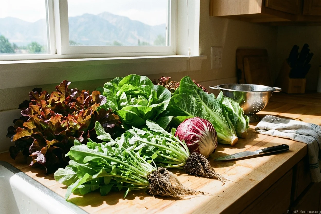 Fresh lettuce varieties harvested from Salt Lake City garden