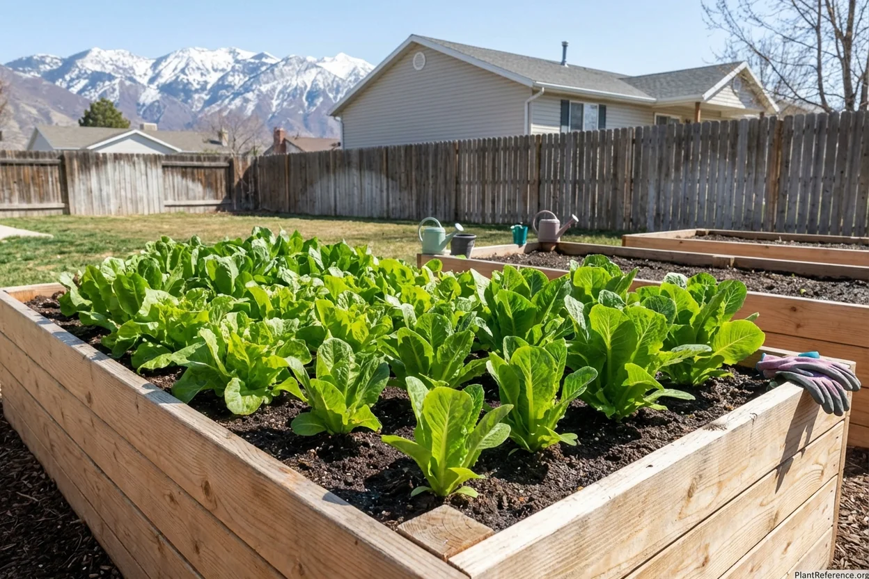 Lettuce growing in Salt Lake City Zone 7a garden in early spring