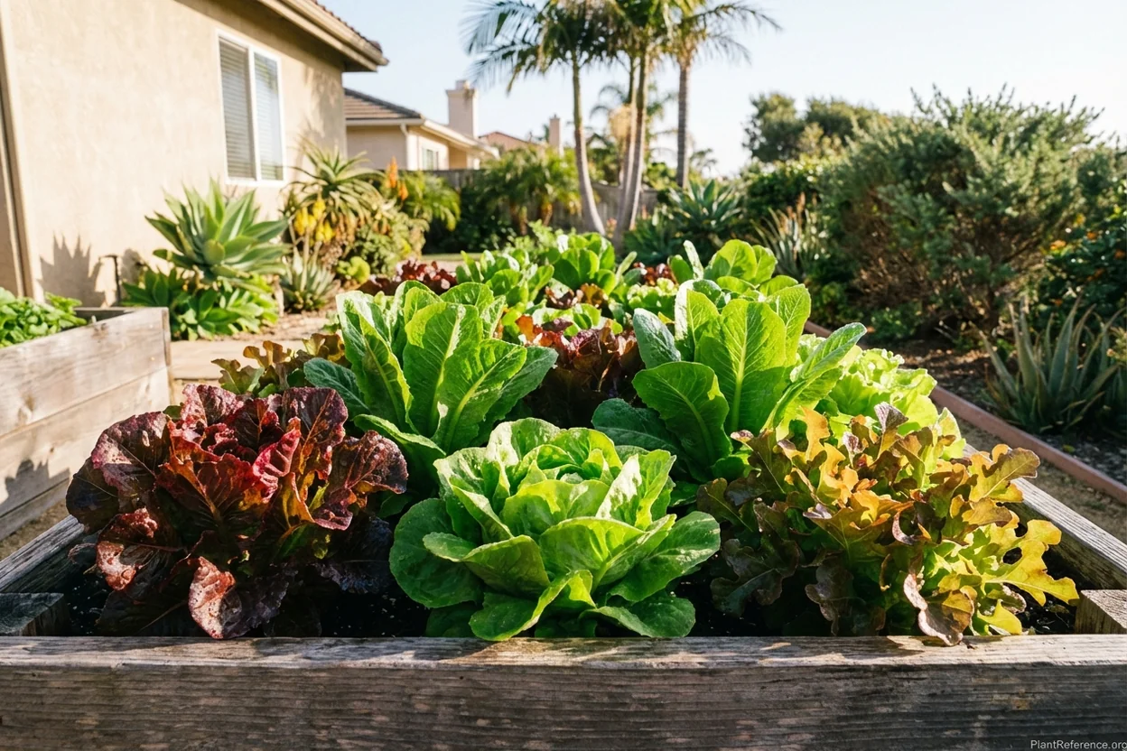 Lettuce varieties growing year-round in San Diego Zone 10b coastal garden