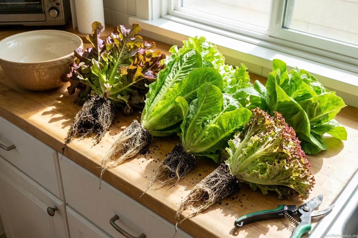Fresh lettuce varieties harvested from San Diego garden
