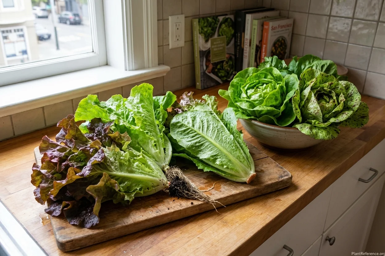 Fresh lettuce varieties harvested from San Francisco garden