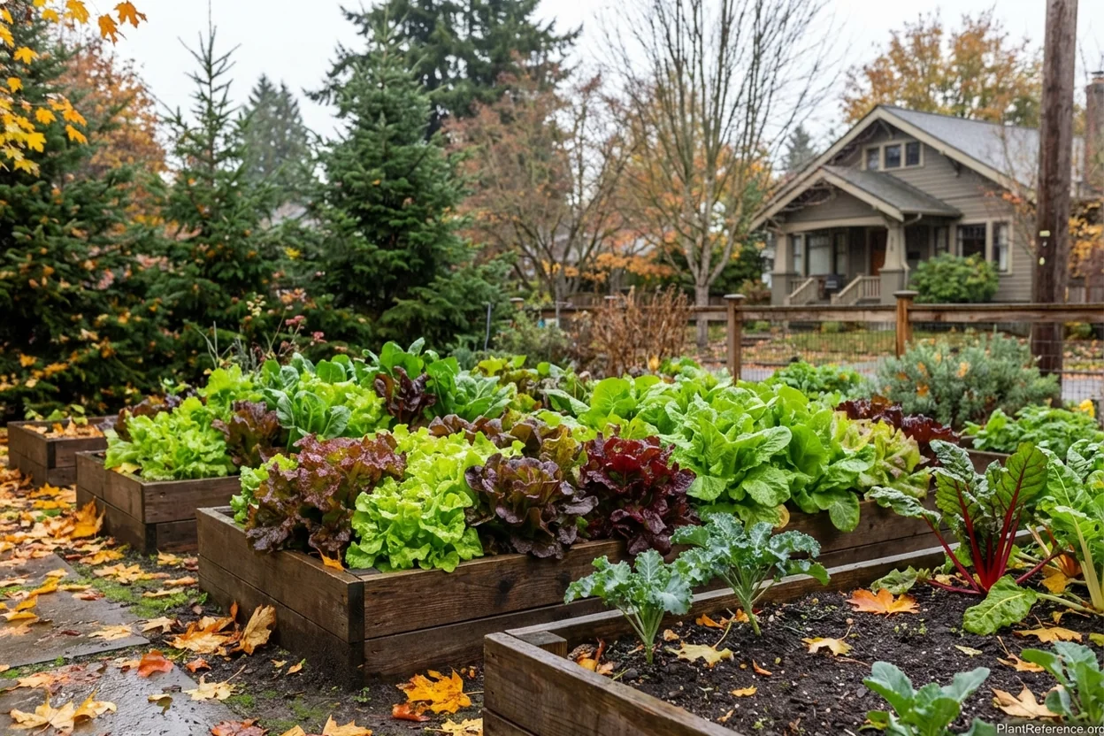 Lettuce producing abundantly in Seattle garden during fall