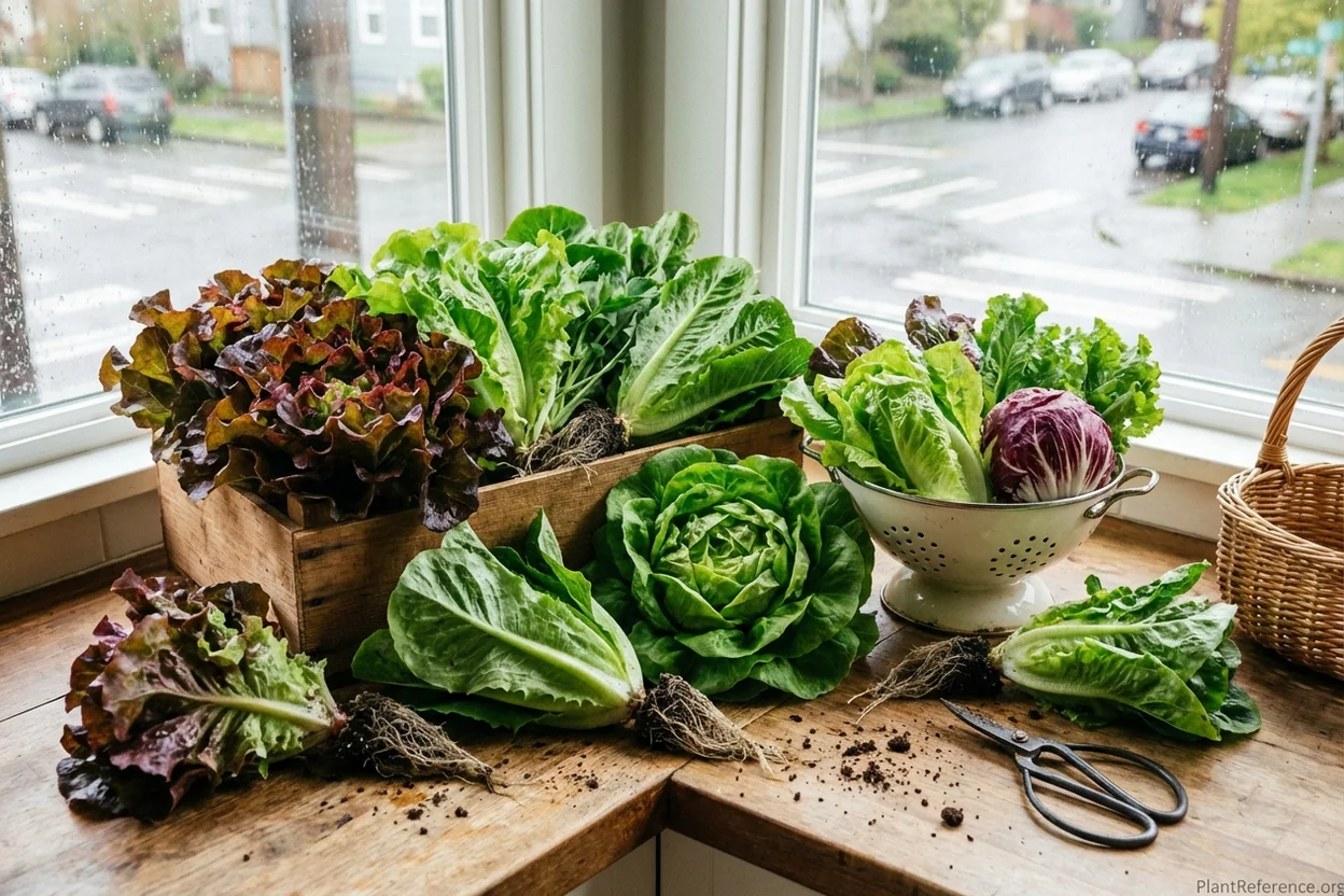 Fresh lettuce varieties harvested from Seattle garden