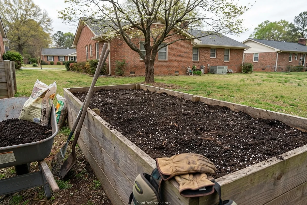 Preparing Atlanta clay soil for onion planting - raised bed with amendments