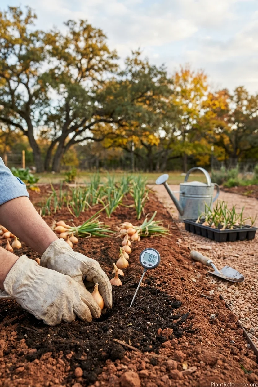 Planting onions in Austin during optimal November timing for Zone 8b