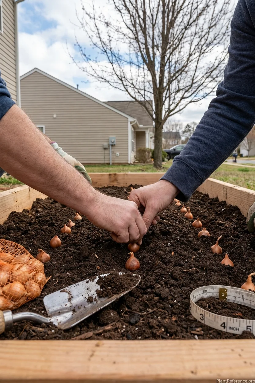 Planting onion sets in Charlotte Zone 7b garden with proper spacing March timing