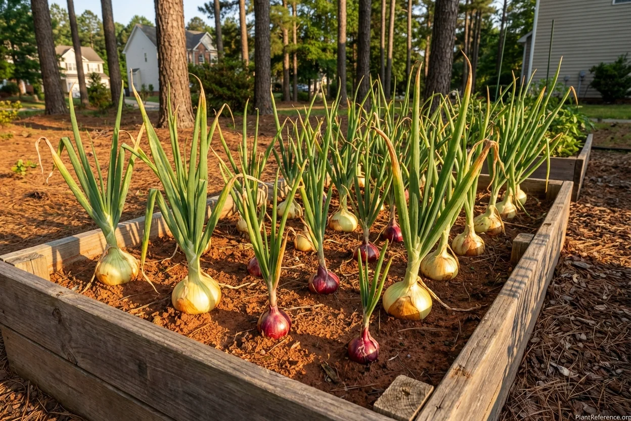 Intermediate-day onion varieties Candy and Red Candy Apple growing in Charlotte Zone 7b