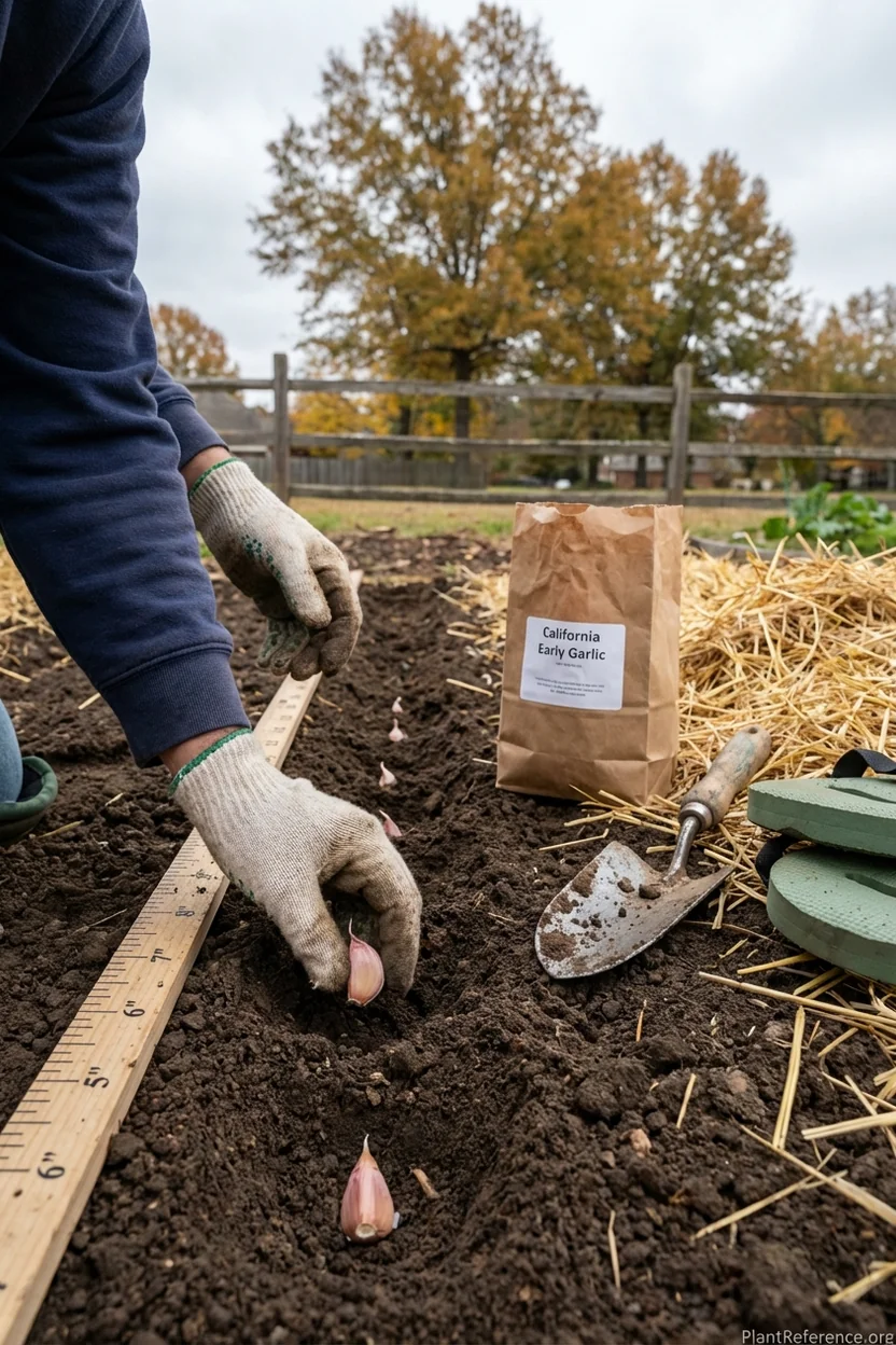 Planting garlic cloves Memphis October Zone 7b softneck variety California Early