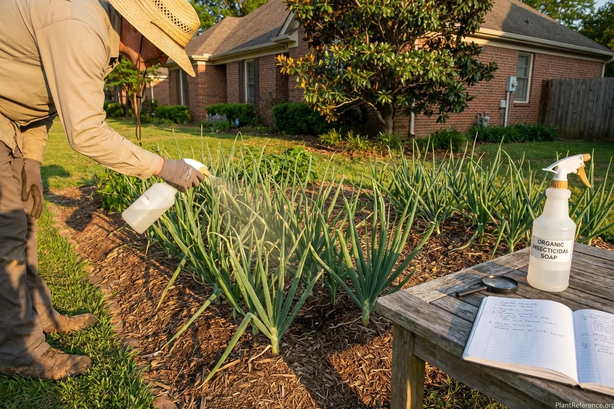 Memphis organic pest control onions thrips management Zone 7b garden