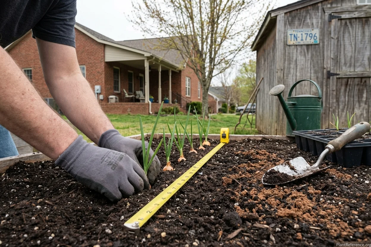 Proper technique for planting onion transplants in Nashville Zone 7a garden